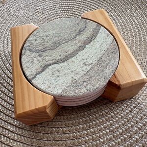 CounterArt "Sandstone" Tan Round Absorbent Stone Coaster 4 Pack